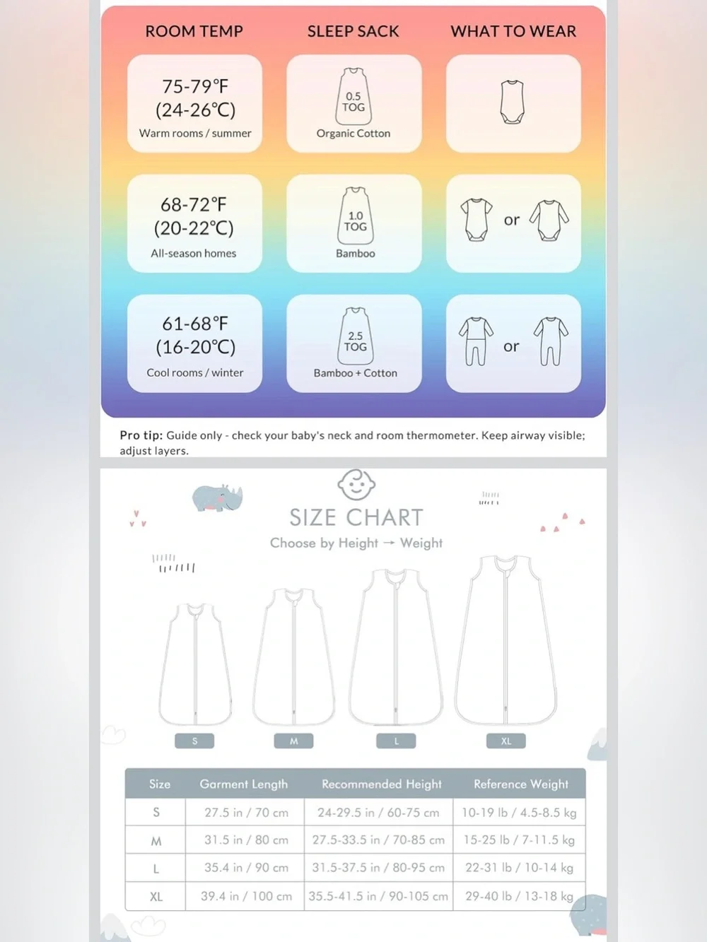 Tado Muslin Organic Cotton Rhino Baby Sleep Sack Wearable Blanket Organic Cotton